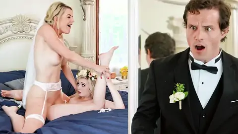 The groom catches the wifey tribbing a girly-girl