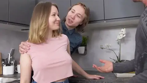 Adorable ash-blonde chick is hotwife on her beau for some cash