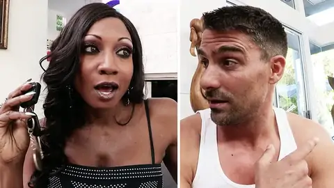 Beefy youngster is fingering an dark-hued girl in the living room