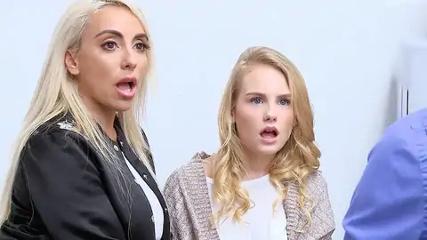 MILF is witnessing while her stepdaughter is wailing