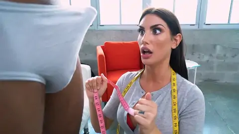August Ames is measuring 1 truly gigantic dark-hued man-meat